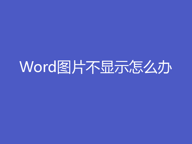 Word图片不显示怎么办