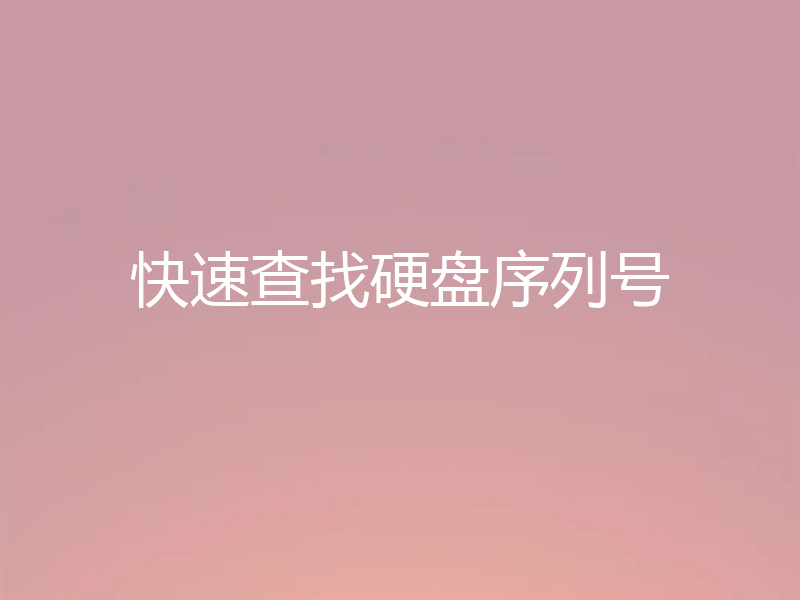 快速查找硬盘序列号