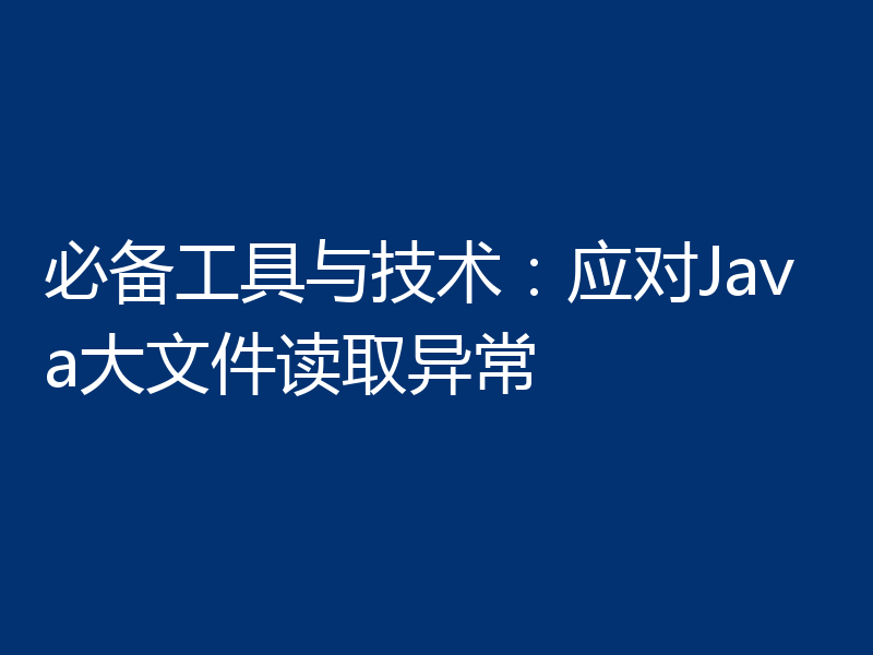 必备工具与技术：应对Java大文件读取异常